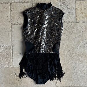 Weissman Black and Silver Sequin Kids Dance Costume